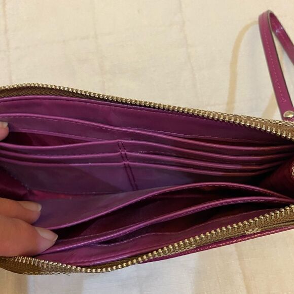 Coach Brown and Purple Wristlet Clutch - Picture 5 of 10